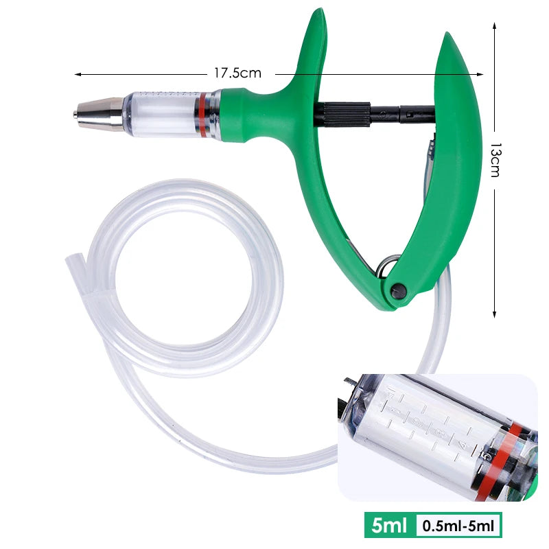2ml/5ml Veterinary Animal Syringe - Continuous Injector with 10 Needles for Cats, Chickens, Sheep, Farm Use