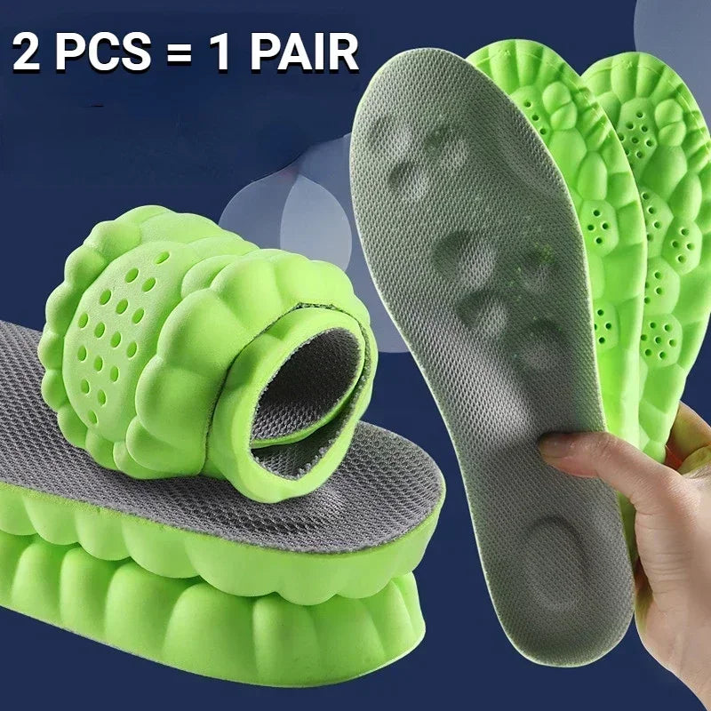4D Massage Shoe Insoles — Super Soft Latex Sports Insoles with Arch Support, Orthopedic Inserts for Running & Basketball Shoes, Unisex