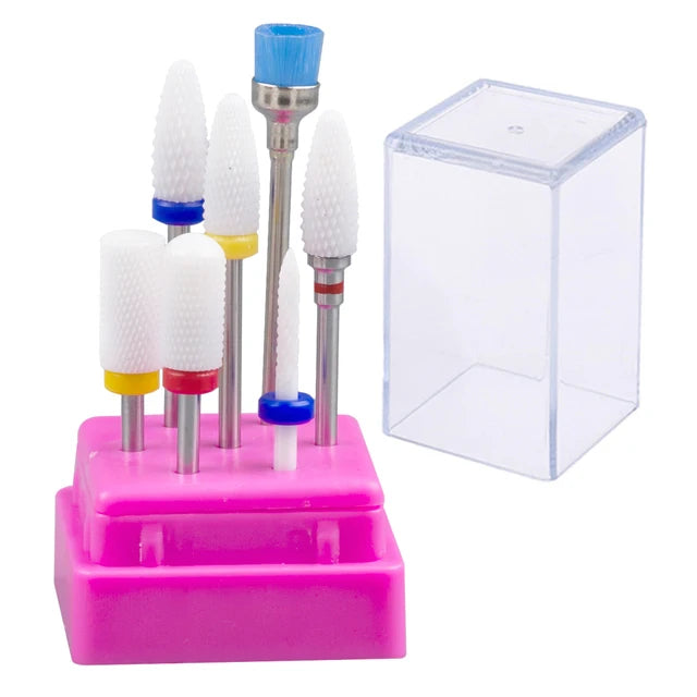 7pcs Nail Art Tungsten Steel Milling Cutter Set - Ceramic Nail Drill Bits for Electric Nail Machine & Pedicure Tool Accessories