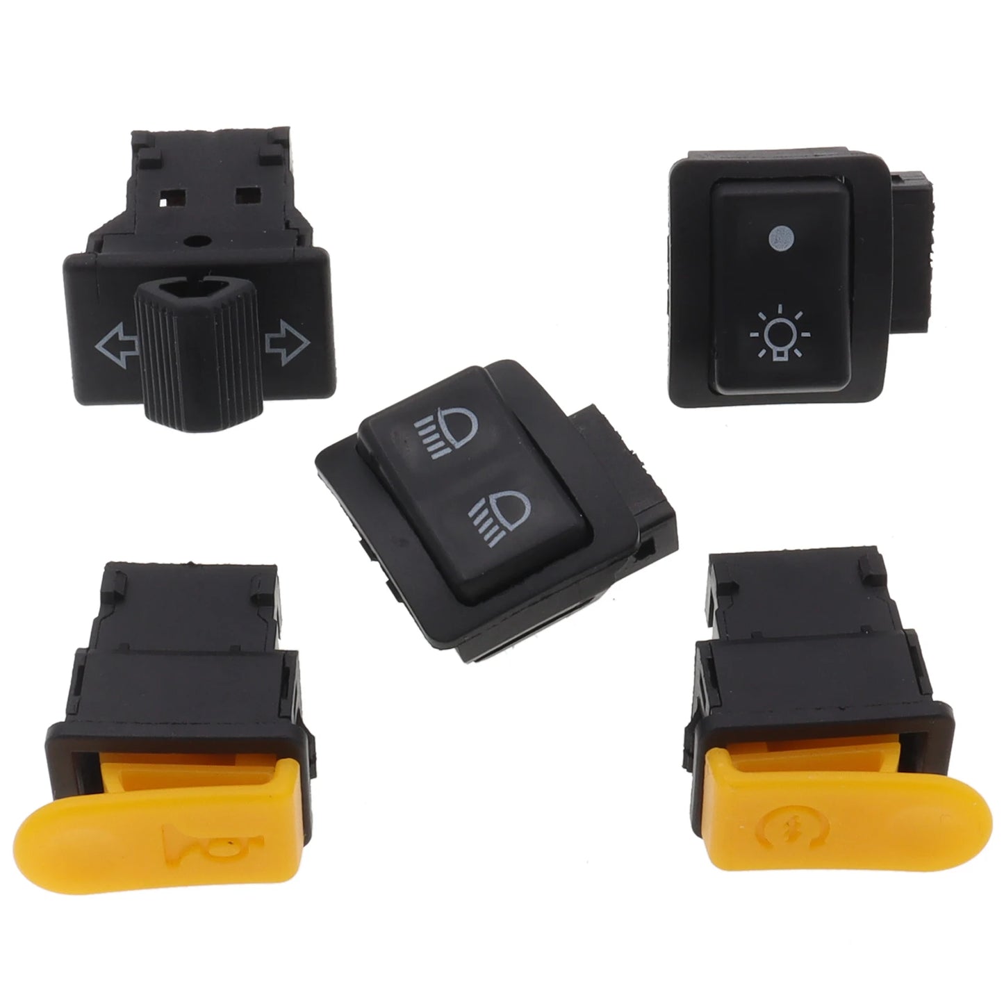 5Pcs Motorcycle Handlebar Switch Set – Headlight, Horn, Turn Signal & Starter Buttons for Scooter/Moped