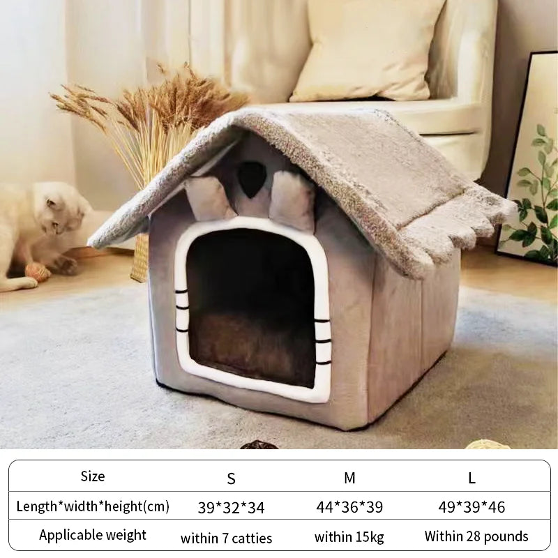 Foldable Pet Sleeping Bed - Removable & Washable Cat/Dog Bed - Cozy Kennel for Indoor Use, Perfect Cat Nest or Dog House