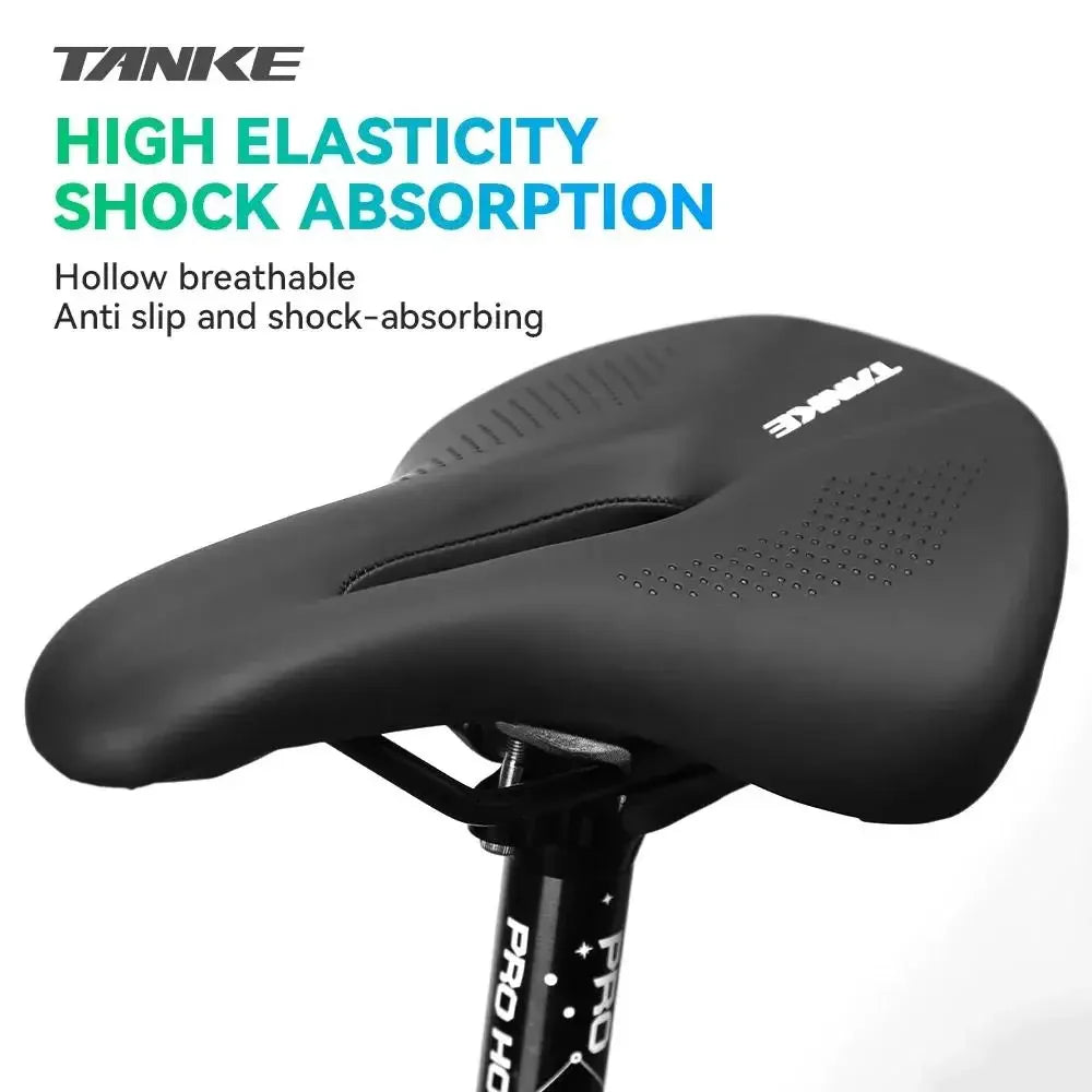 TANKE Bicycle Saddle - Hollow Breathable Shock-Absorbing PU Bike Seat for Men & Women, MTB & Road Cycling