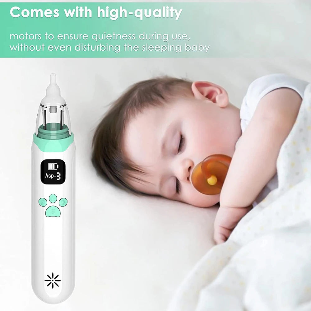 USB Rechargeable Electric Nasal Aspirator - Baby and Kids Nose Cleaner for Gentle Mucus Removal and Nasal Care