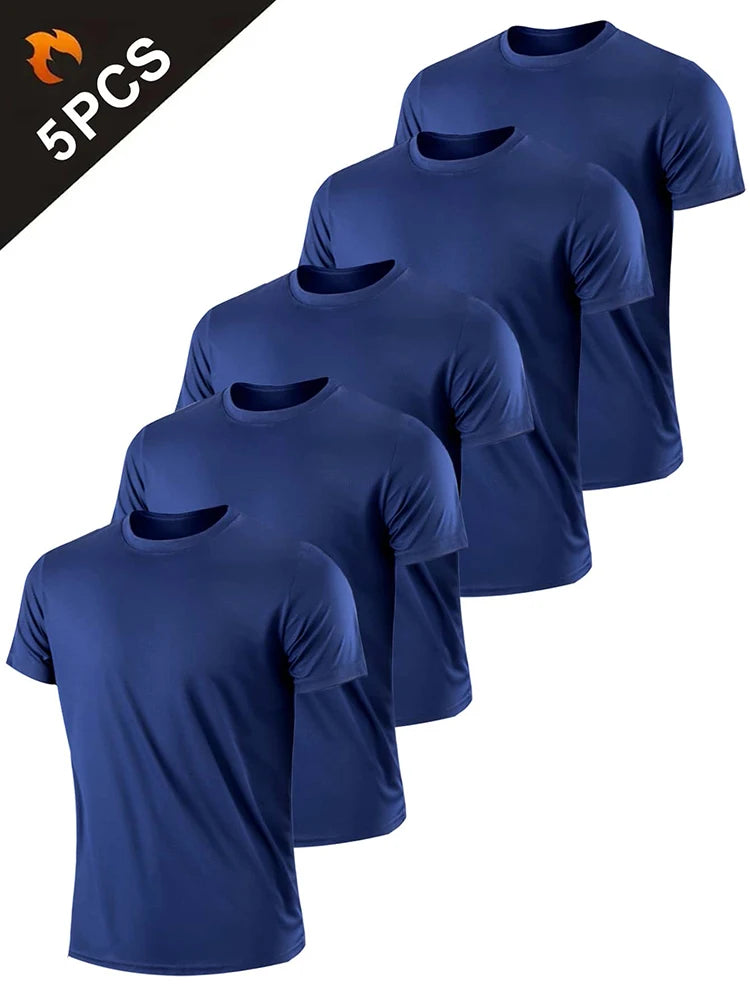 5PCS Men’s Quick Dry Sports T-Shirts – Ultralight Breathable Workout Tops for Running, Training & Gym