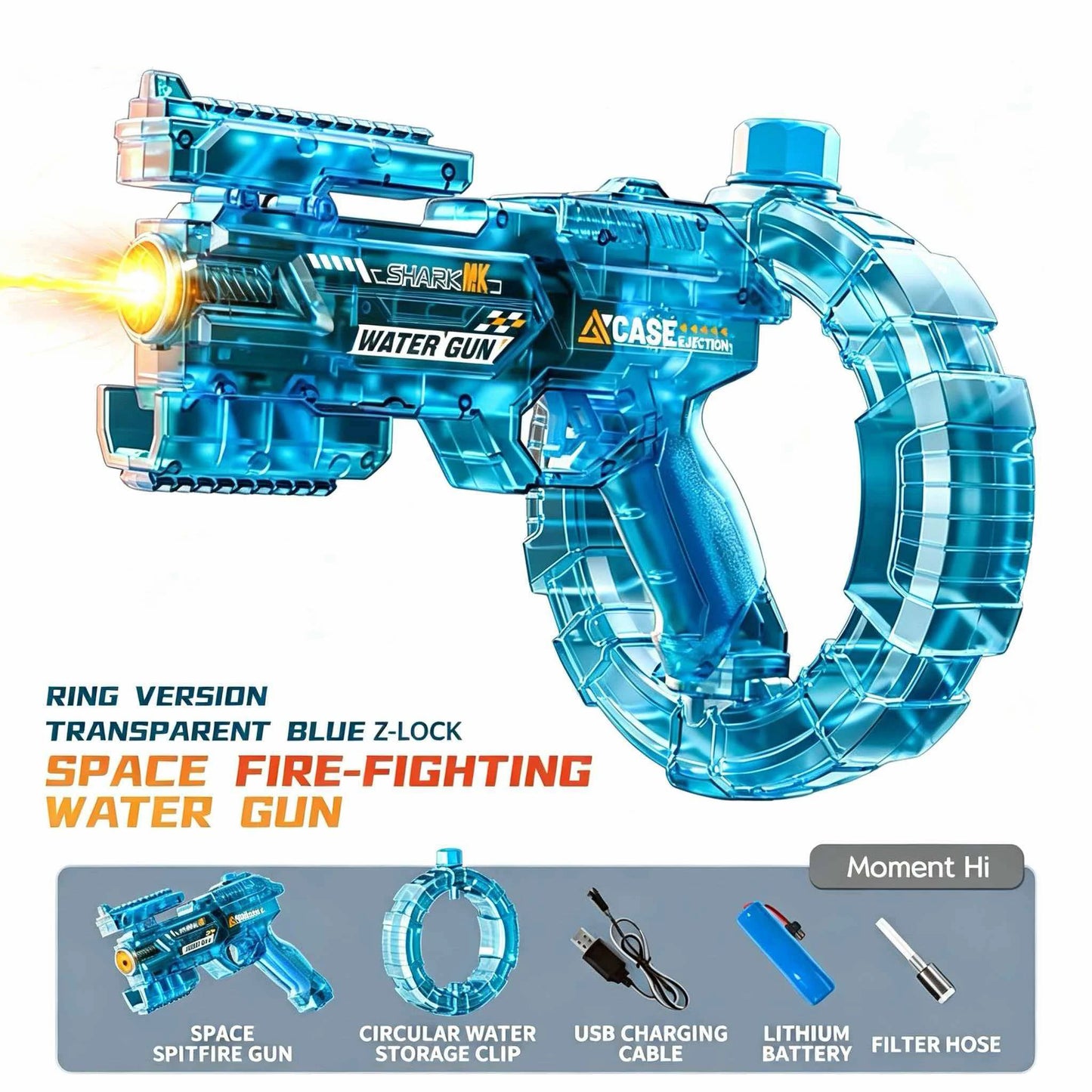 Electric Water Gun Toy - Automatic Sensor Light Recoil Simulation Outdoor Beach Toy for Kids
