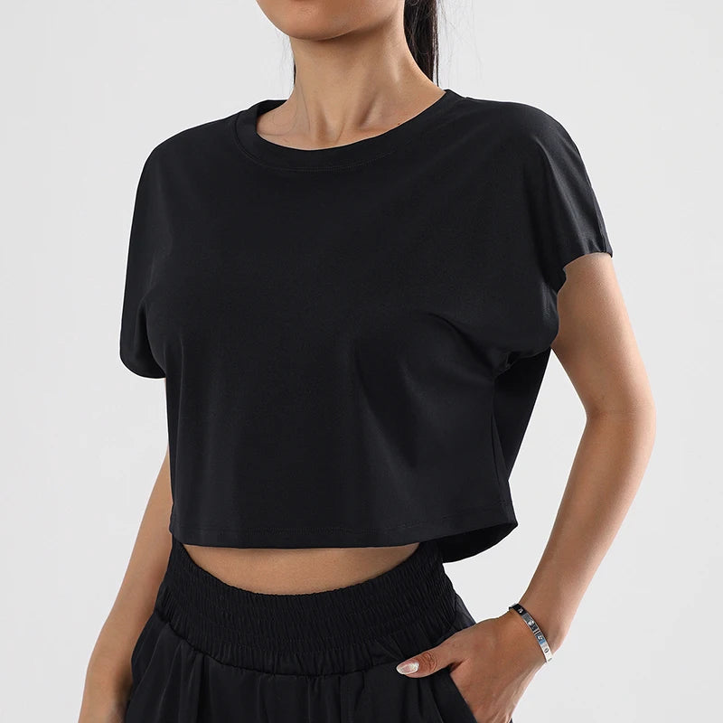 Women’s Loose Fit Quick Dry Sports Top – Short Sleeve Yoga Gym Running Athletic Crop T-Shirt Activewear Summer Fitness Shirt