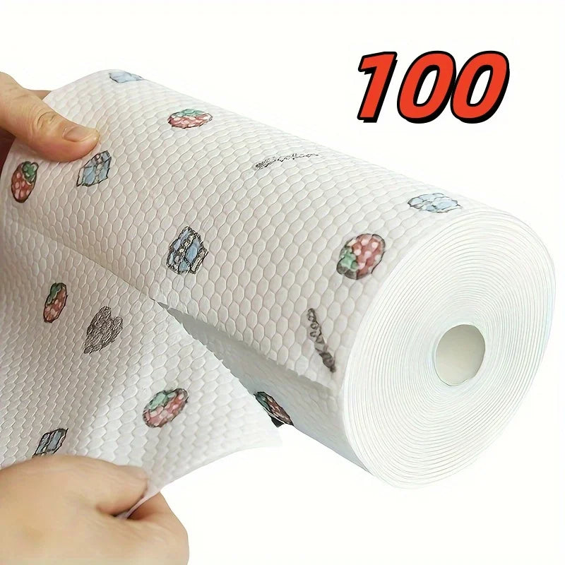 Absorbent Kitchen Dishcloth Roll - Thickened Dry & Wet Cleaning Cloth for Dishes and Sinks
