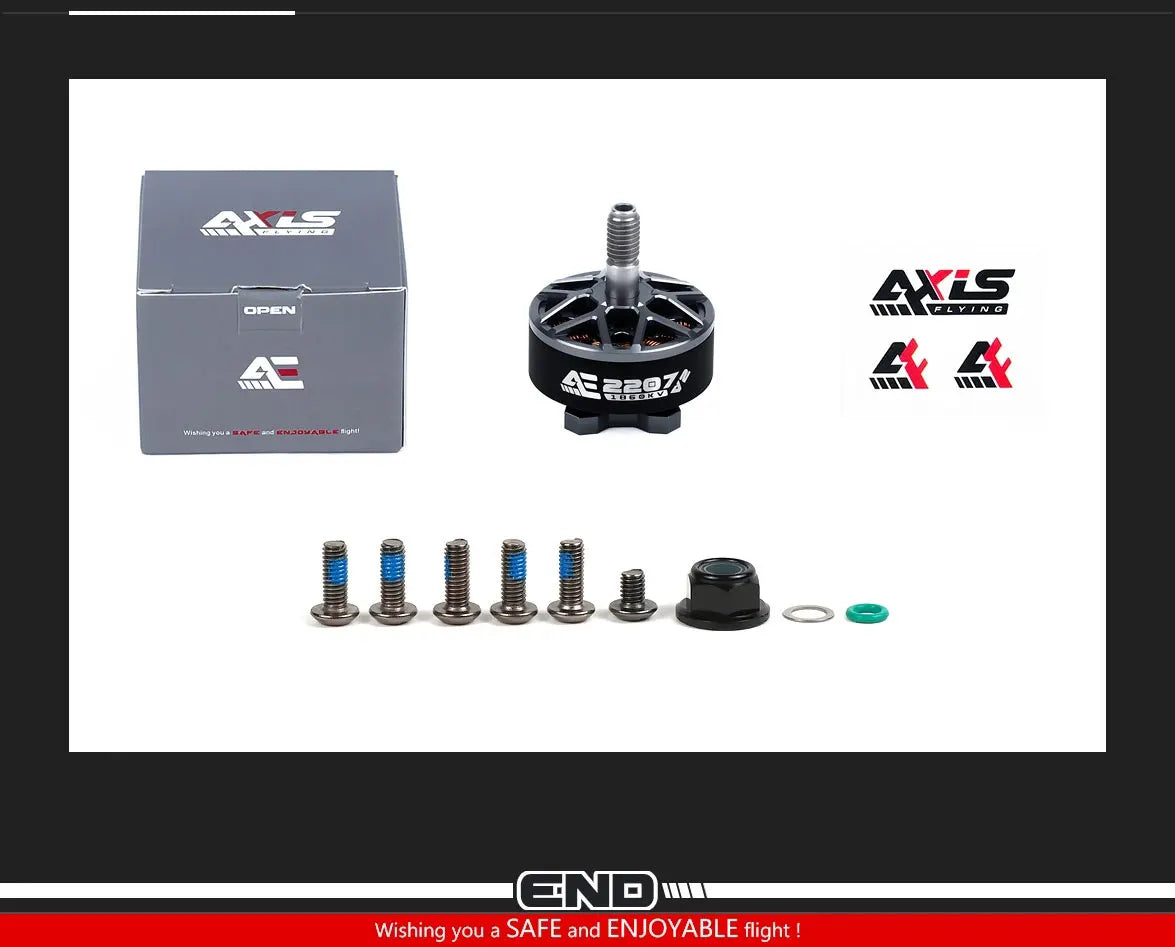 AxisFlying AE2207 V2 1860KV/1960KV Brushless Motor — 4~6S Lipo, 5mm Shaft for 5-Inch Propeller Drones