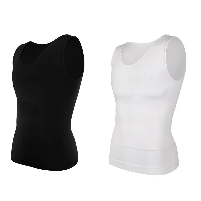 Men's Compression Shirt – Tummy Control Shapewear Vest for Flat Belly & Workout Support