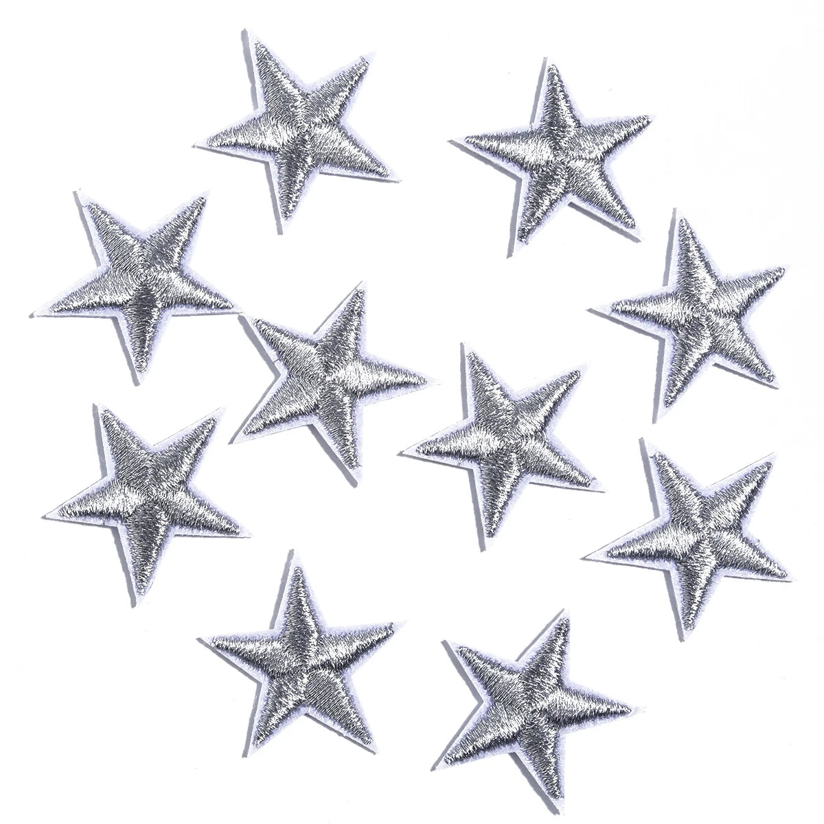 10pcs Mini Star Iron-On Embroidery Patches β Small Pentagram Appliques for DIY Clothing, Black White Gold Fashion Decoration