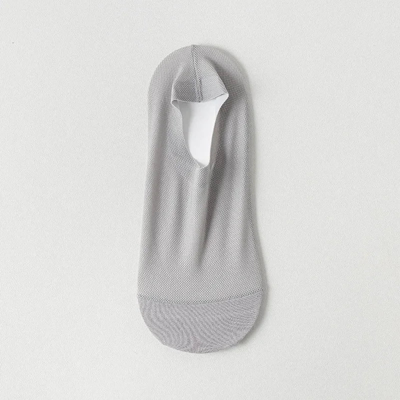 Men’s Ice Silk Mesh Socks – Hollow Breathable Summer No-Show Slippers, Silicone Non-Slip Low-Cut Boat Socks