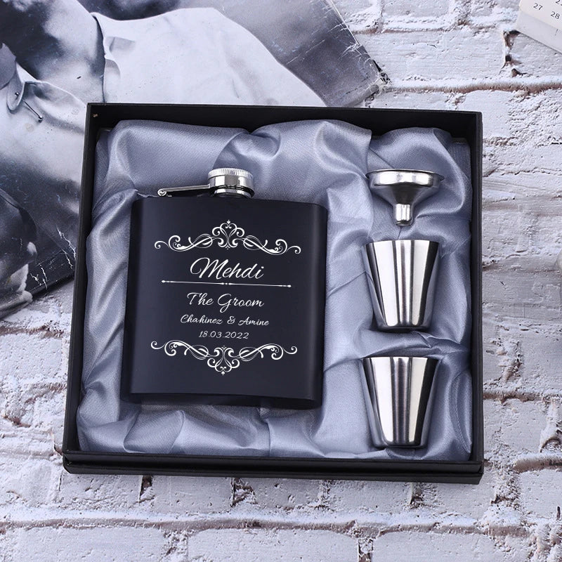 Personalized 6oz Stainless Steel Hip Flask – Engraved Christmas, Birthday, Valentine's Day Gift, Custom Logo for Wedding Favors 2/2