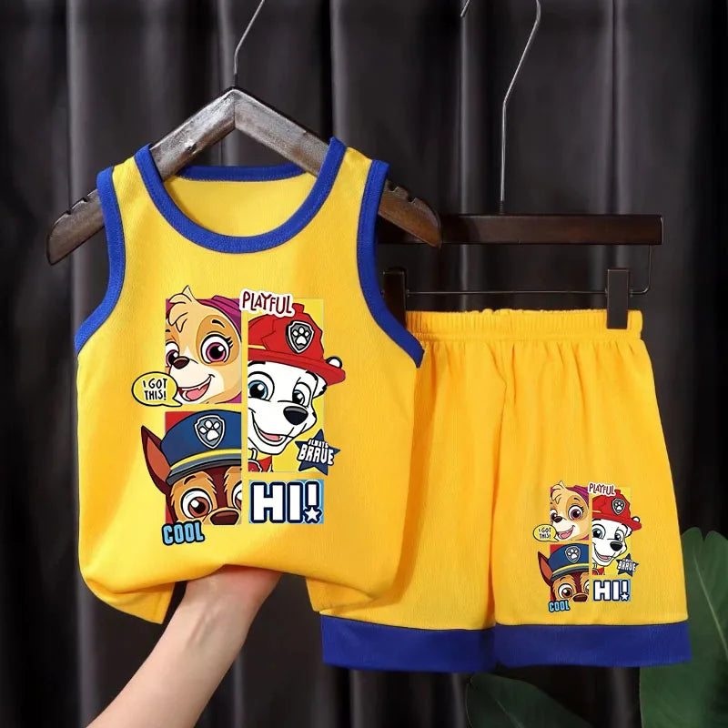 PAW Patrol Kids Sports Set - Quick Dry Mesh Basketball Vest & Shorts Outfit for Boys and Girls