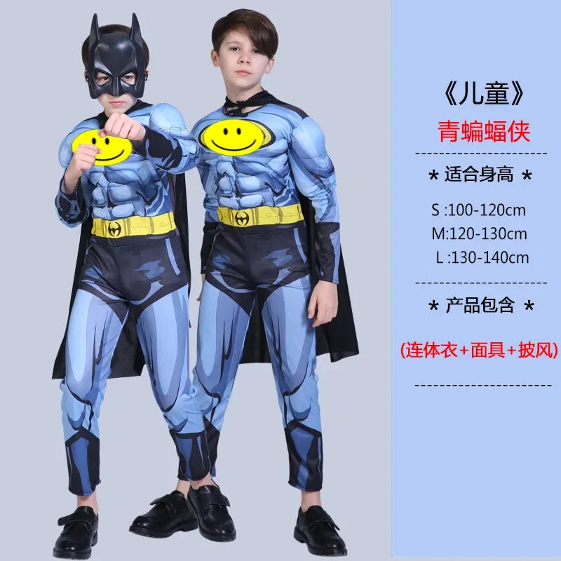 Kids Boys Muscle Superhero Costume β Movie Character Cosplay with Mask & Cloak for Halloween Party