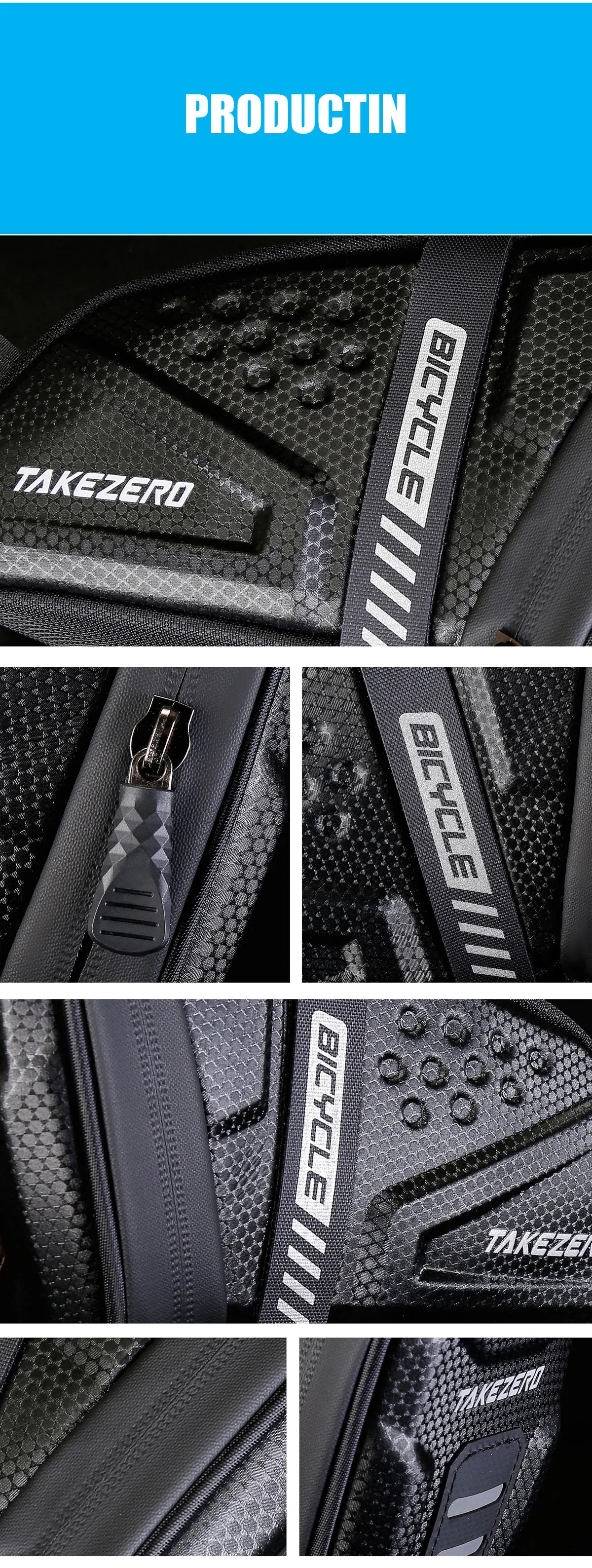 TAKEZERO TZ07 Bicycle Tail Saddle Bag – EVA Hard Shell Rear Bag for Mountain & Road Bikes