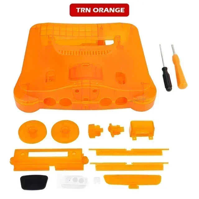 2-Pack Transparent Orange & Purple N64 Replacement Housing Shell β Translucent Case for Nintendo N64 Console
