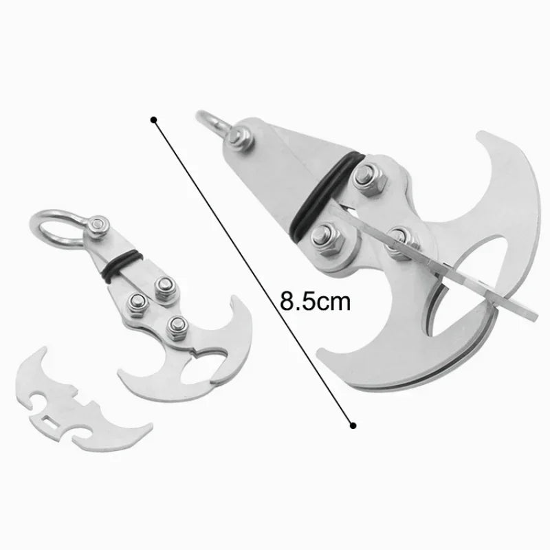 Multifunctional Folding Grappling Hook: Stainless Steel Survival Outdoor Climbing Claw Carabiner - Essential Camping Gear EDC Multitool