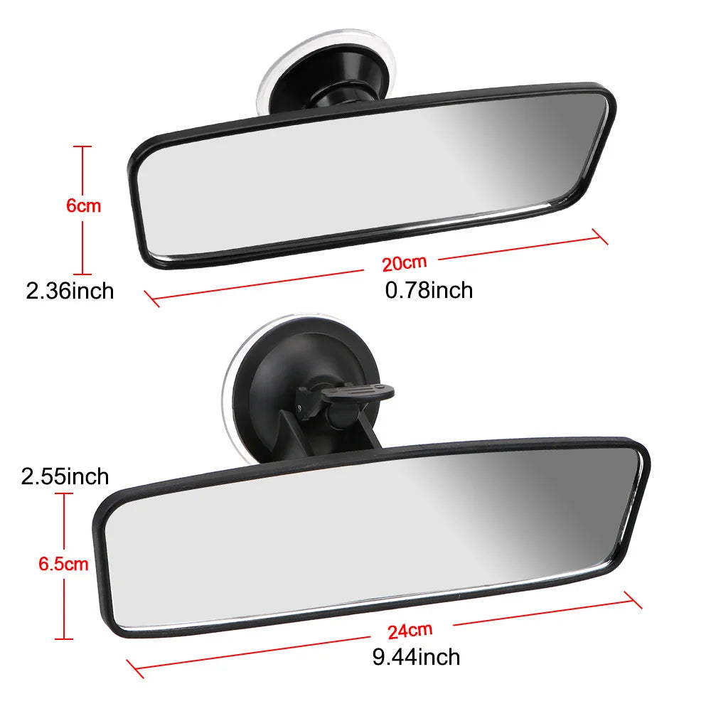 360° Car Rear View Mirror - Wide-Angle Adjustable Interior Mirror with Suction Cup Mount