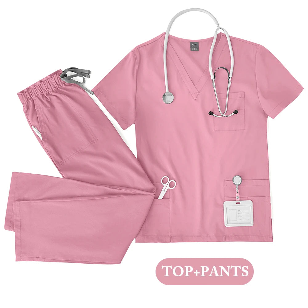 Unisex Medical Scrub Set - Nursing, Dental, Lab & Clinical Workwear Top and Pants