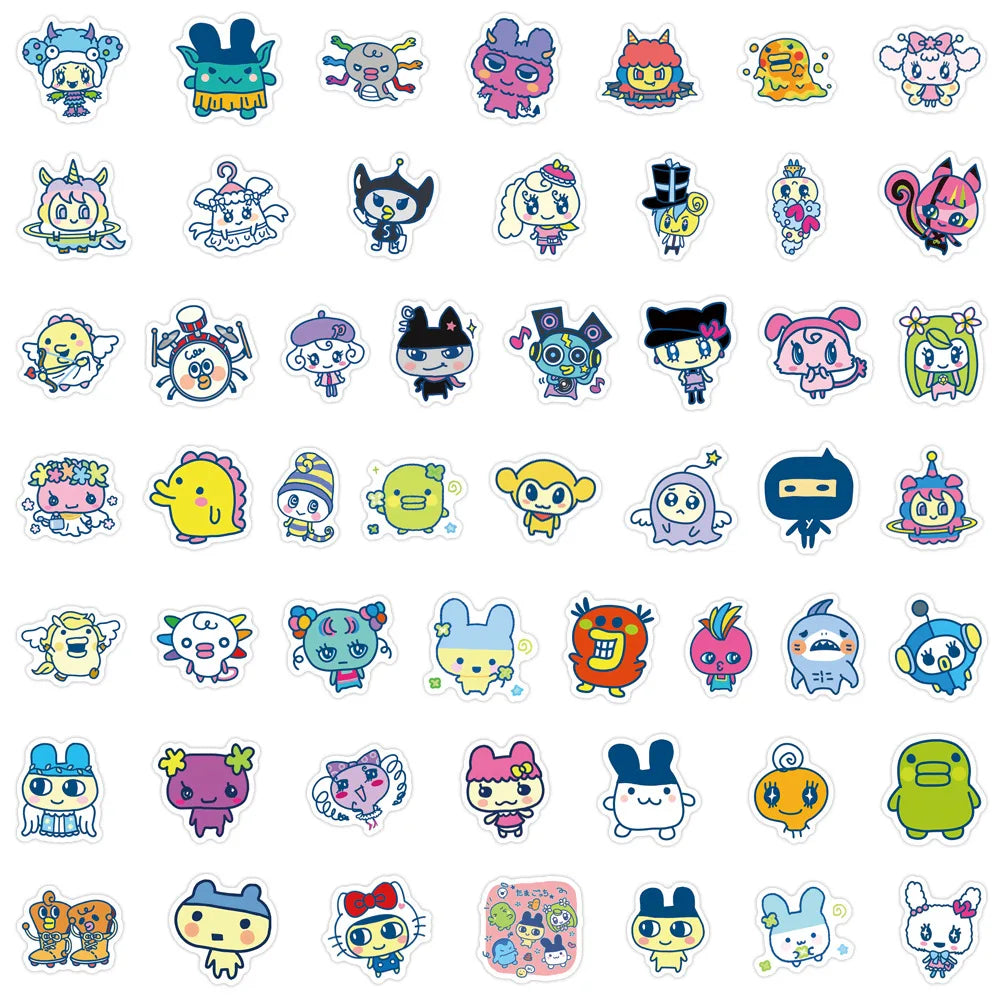 100-Piece Tamagotchi Graffiti Sticker Set - Cute Cartoon Stickers for Notebooks, Luggage, Scrapbooks, and DIY Crafts
