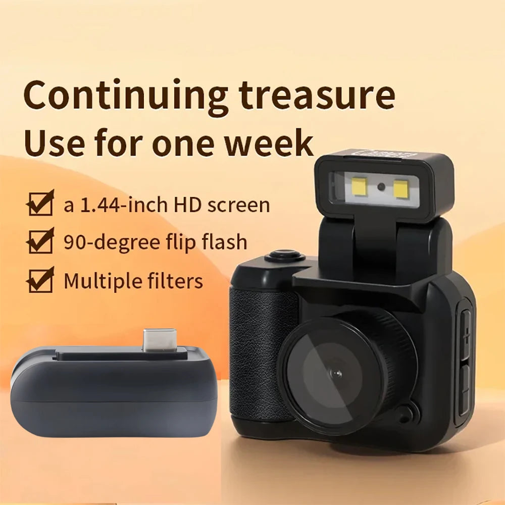 Y4000 Mini HD 1080P Camera with Screen – Portable Retro Compact Video Recorder with Flash and Battery Dock