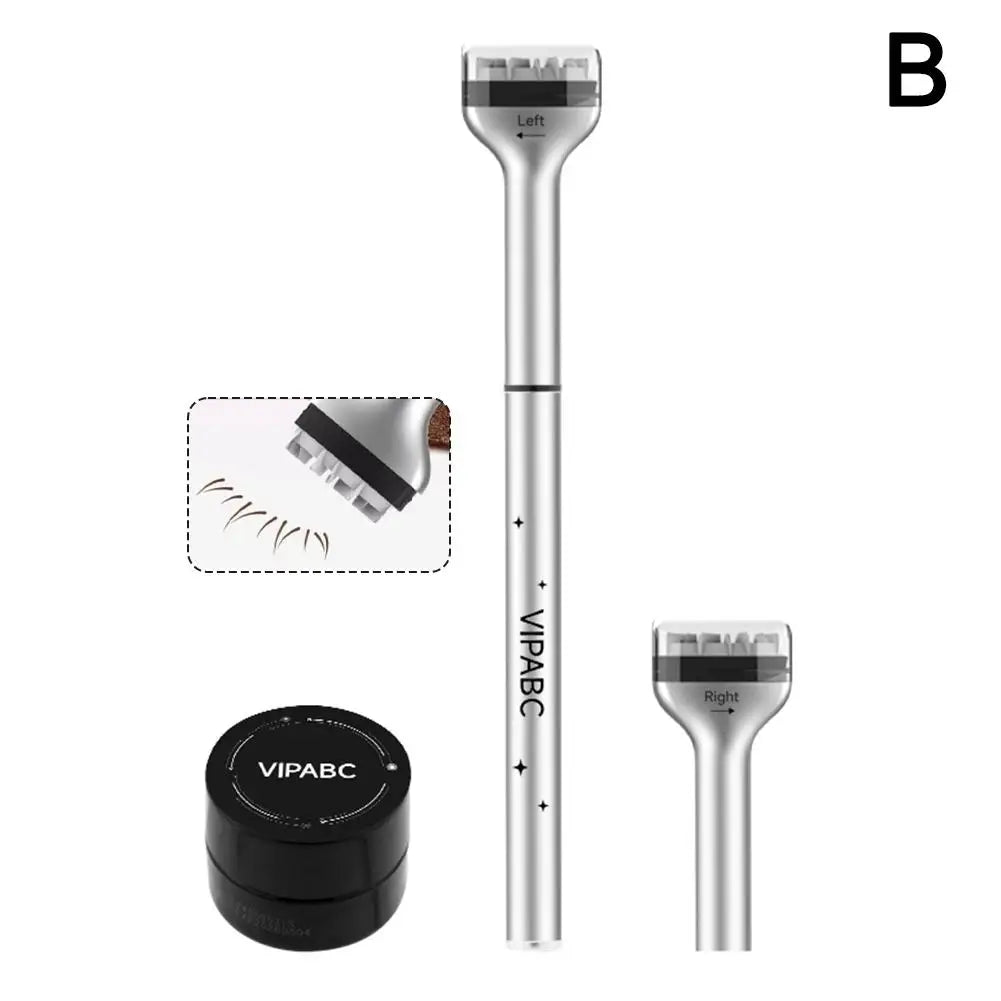 Dezone Lower Eyelashes Stamp Pen - Black/Brown Waterproof, Sweatproof 3 in 1 Korean Makeup for Natural-Looking Eyelashes