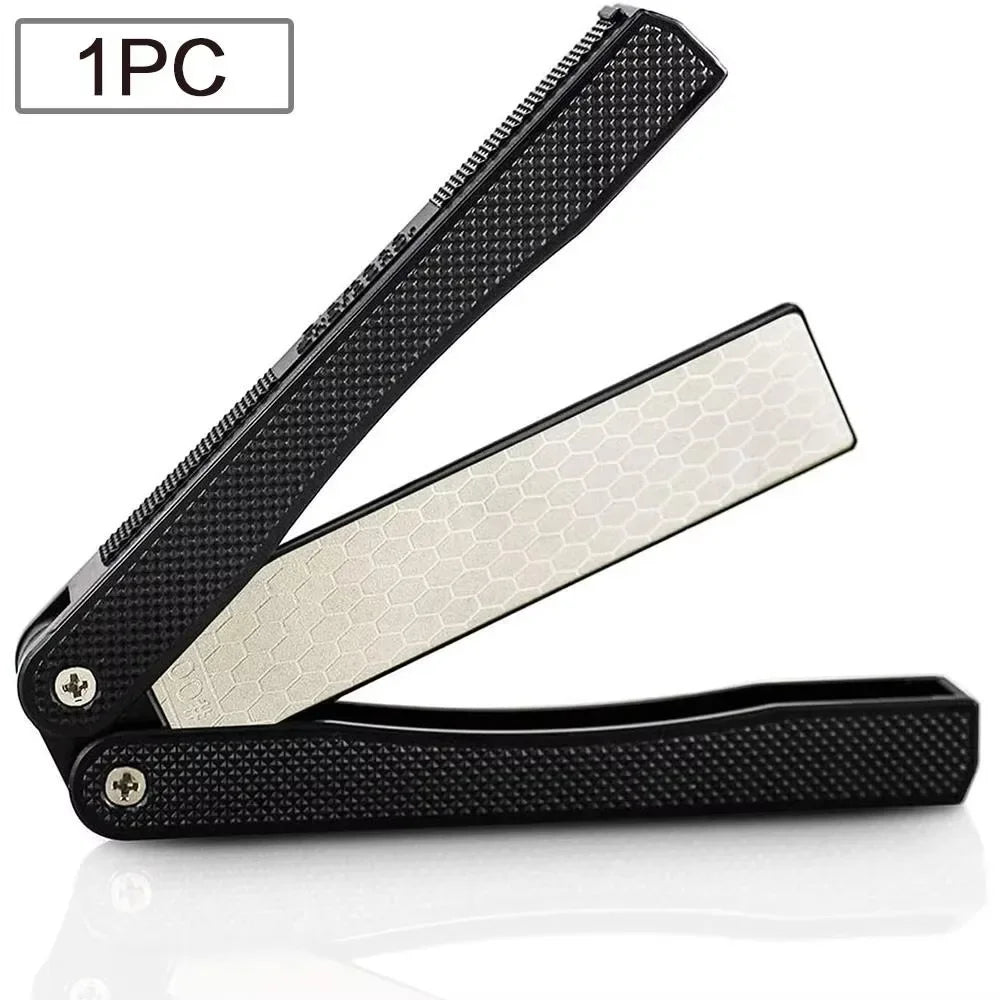 Portable Folding Pocket Knife Sharpener – Double-Sided Diamond Whetstone for Outdoor & EDC Blade Sharpening Tool