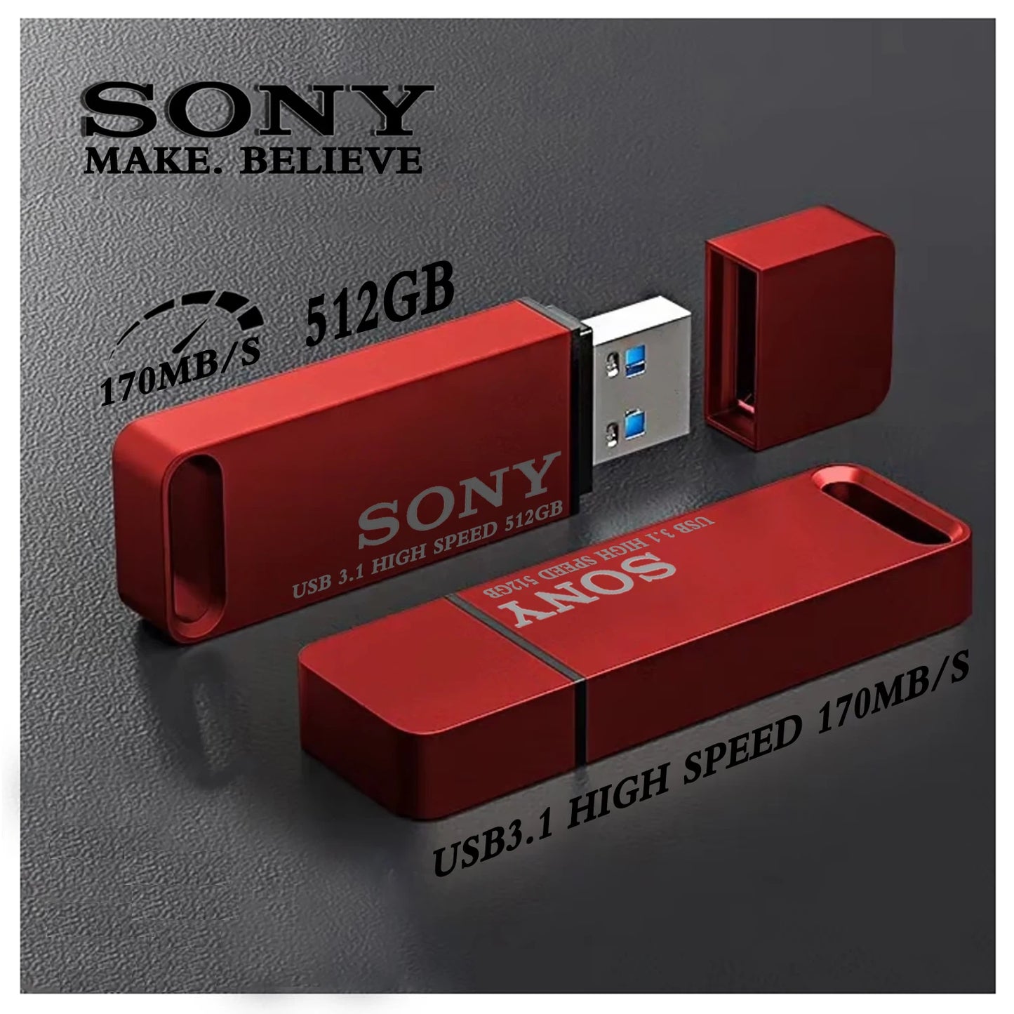 SONY High-Speed PenDrive β 2TB, 1TB, 512GB, 256GB USB Flash Drive for Xiaomi Phones, Portable Metal USB Stick