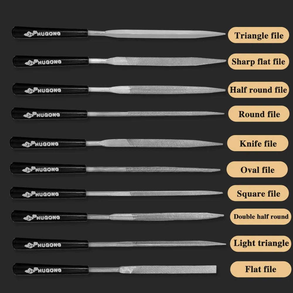 10pcs Diamond Mini Needle Files - 140mm Small Steel Files for DIY Woodworking, Metal, Glass, Stone, and Jewelry Polishing