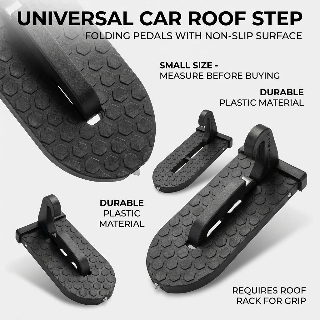 Foldable Car Door Step - Universal Roof Rack Accessory with Latch Hook for Safe Roof Access and Vehicle Maintenance