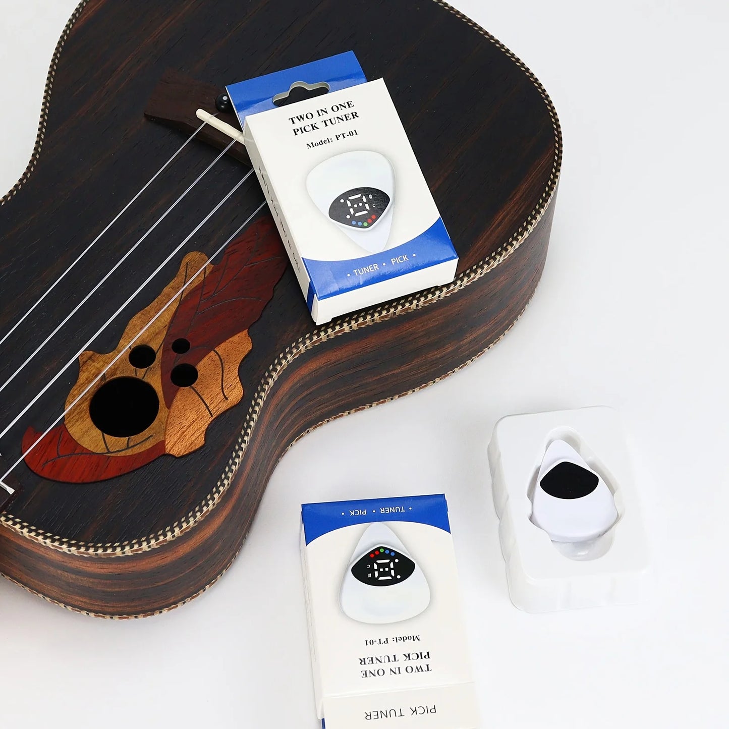 Portable Guitar Pick & Tuner Combo - 2 in 1 Functionality with Pick, Folk Guitar & Ukulele Tuner, 12-Tone Equal Temperament