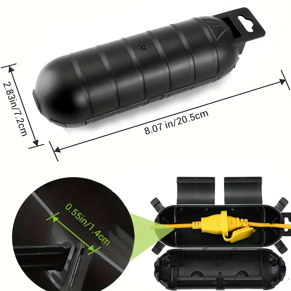 Water-Resistant Extension Cord Plug Safety Cover β Protective Electrical Connection Box for Indoor & Outdoor Use, Holiday Lights & Appliances