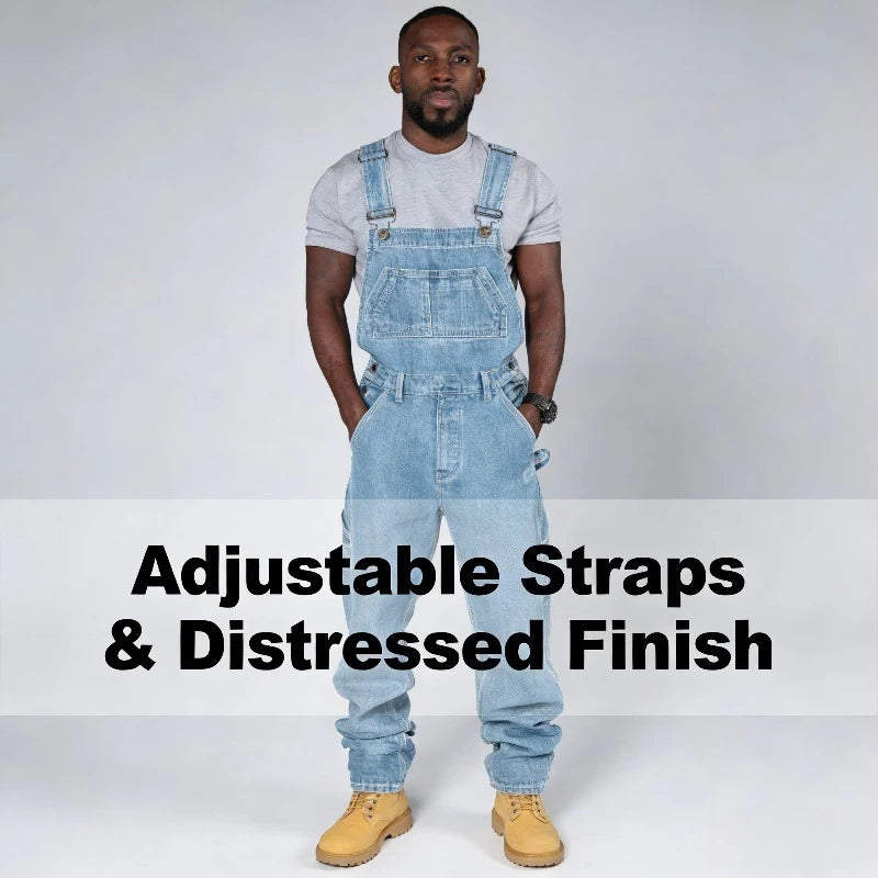 Men’s Denim Overalls - 2026 Fashion Jumpsuit Jeans with Adjustable Suspenders