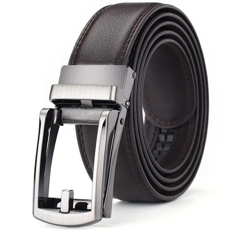 Men’s Luxury Click Belt – Genuine Leather Automatic Alloy Buckle for Business & Jeans