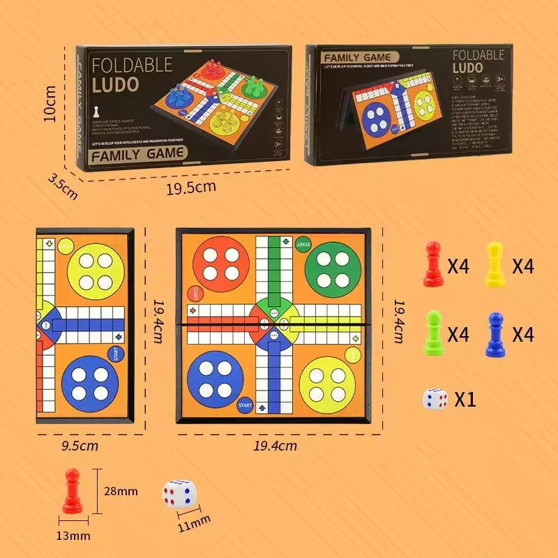 Foldable Ludo Board Game Set – Family Strategy Party Game with Parent-Child Interaction, Travel-Friendly Interactive Tabletop Board Game Toy