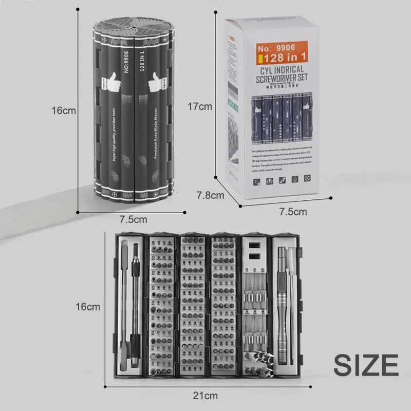128 in 1 Multi-Functional Screwdriver Set - Portable Precision Hand Tool Kit, Folding Design for Home, PC, and Phone Repairs