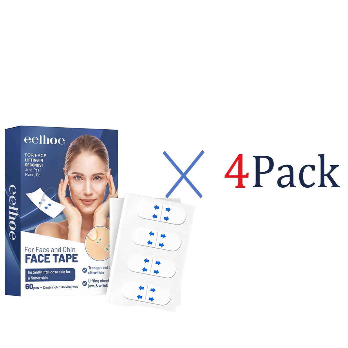 60-Piece V-Shape Face Lifting Strips – Jawline Contouring Patches for a Firmer-Looking Face and Double Chin Coverage