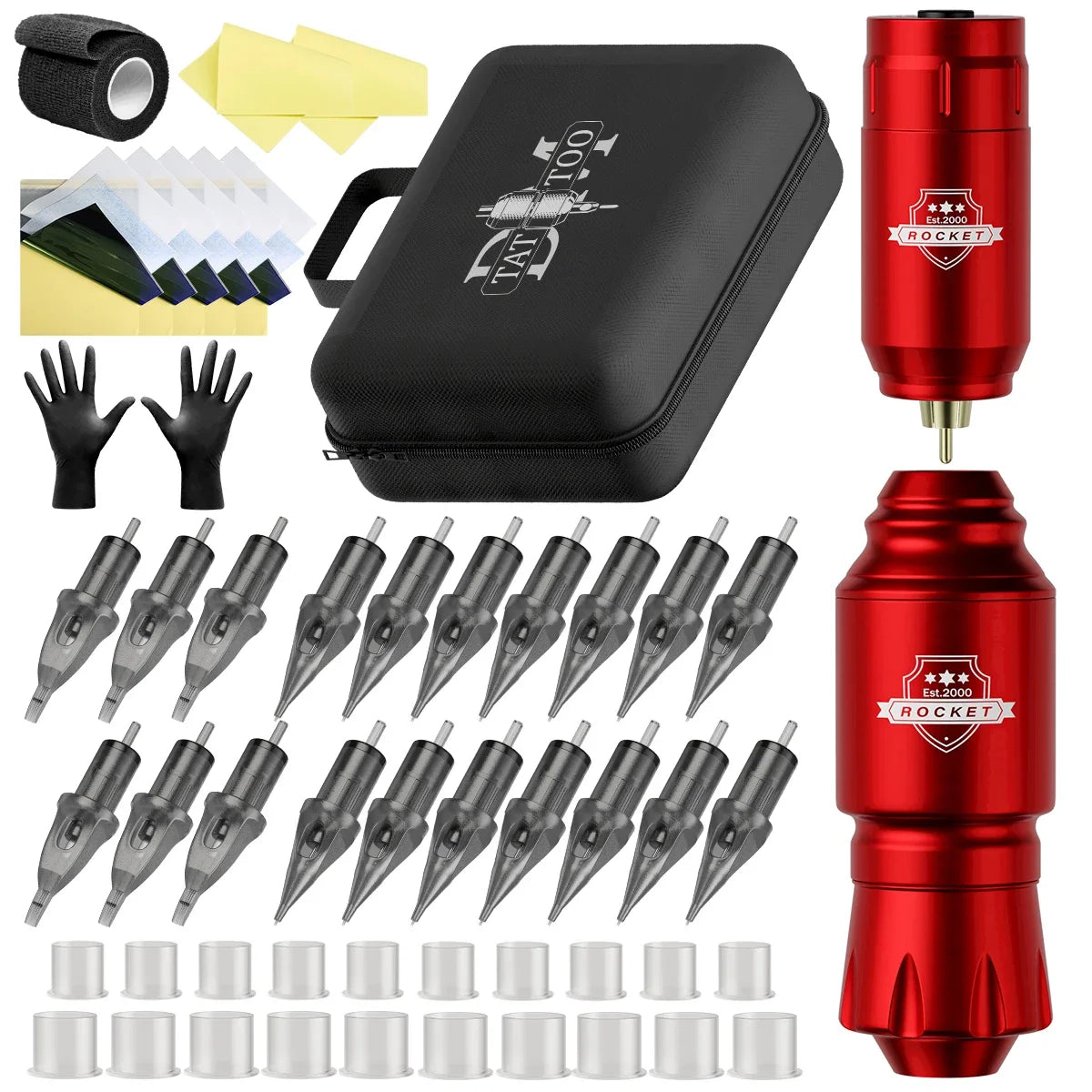 DM Wireless Tattoo Kit – Complete Rotary Tattoo Pen Set with Mini Rocket Machine, Battery, Needles, Ink & Power for Permanent Makeup