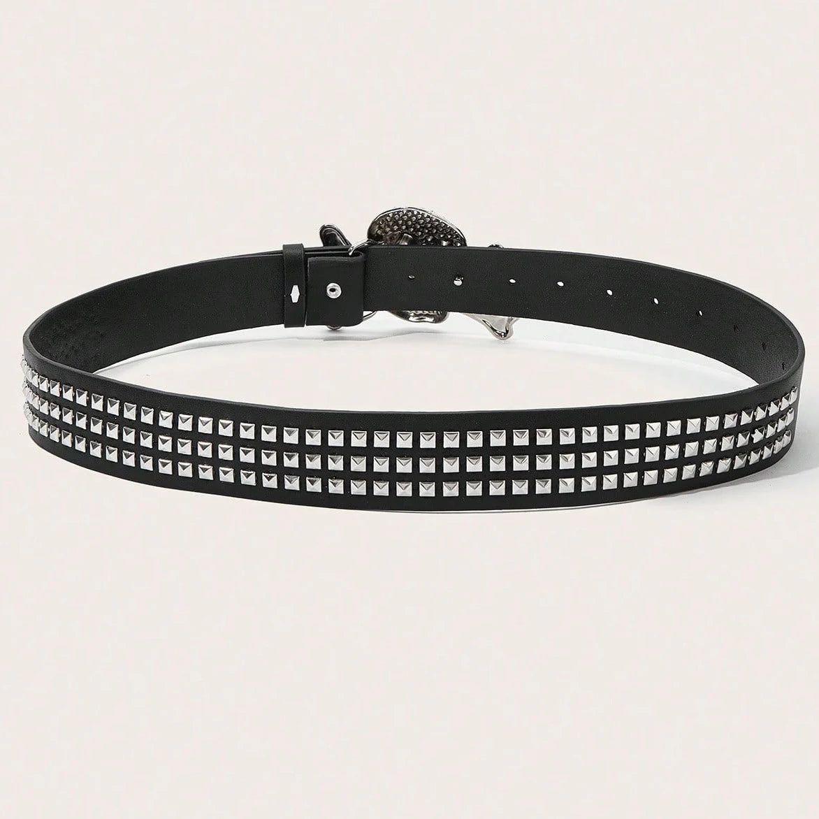 Gothic Skull Rhinestone Buckle Belt - Punk Rivet Hip-Hop Rock Y2K Fashion Accessory for Men & Women