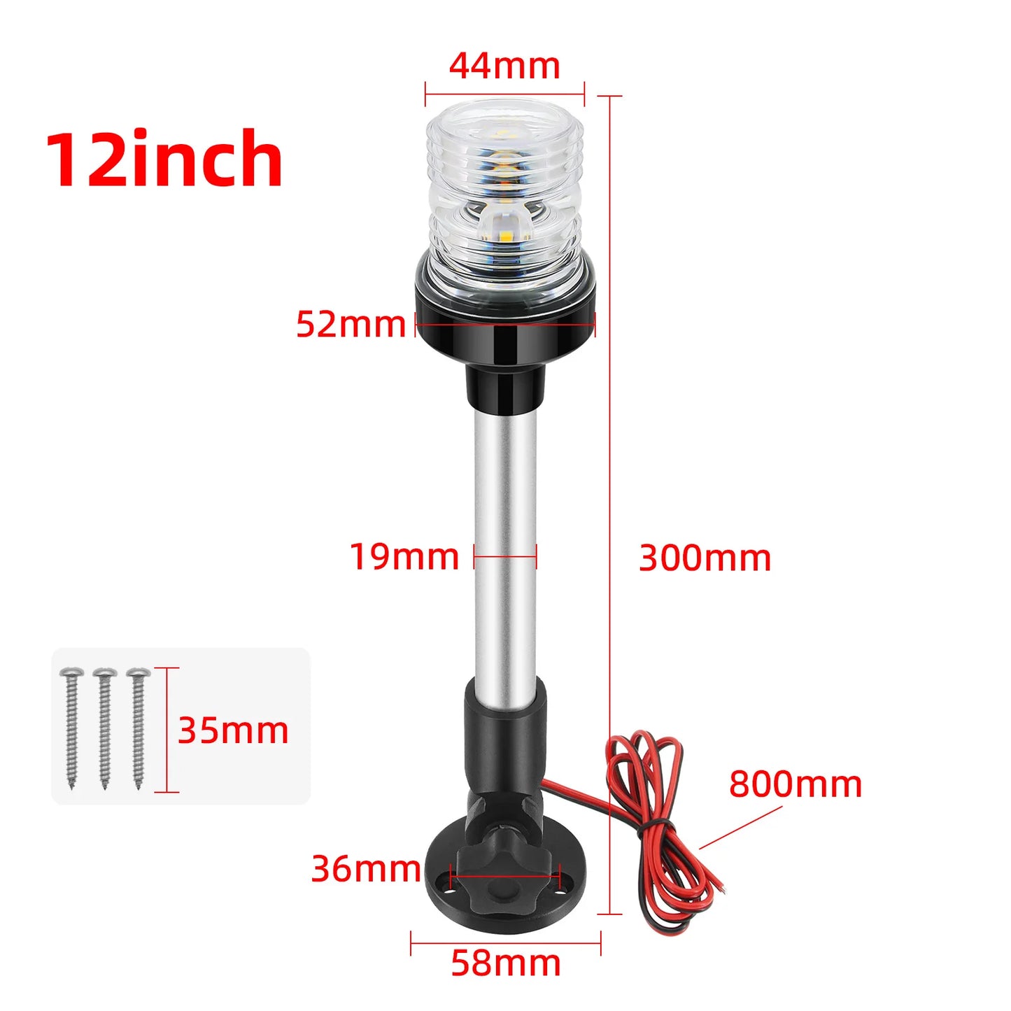 12V/24V LED Boat Navigation Light – 360° Fold Down Marine Signal Anchor Light for Yacht & Sailing