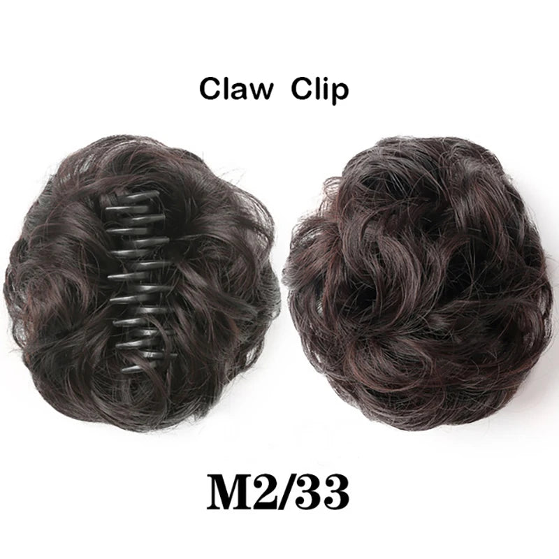 Sunslymei Synthetic Hair Bun Clip-in – Curly Messy Chignon Ponytail Hairpiece Scrunchie Extensions for Women