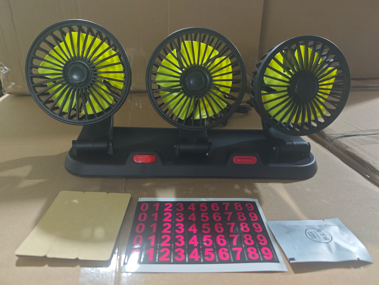 360° Adjustable 3-Head Car Fan – Silent USB 12V/24V Cooling Fan for Car, Home & Office Desk