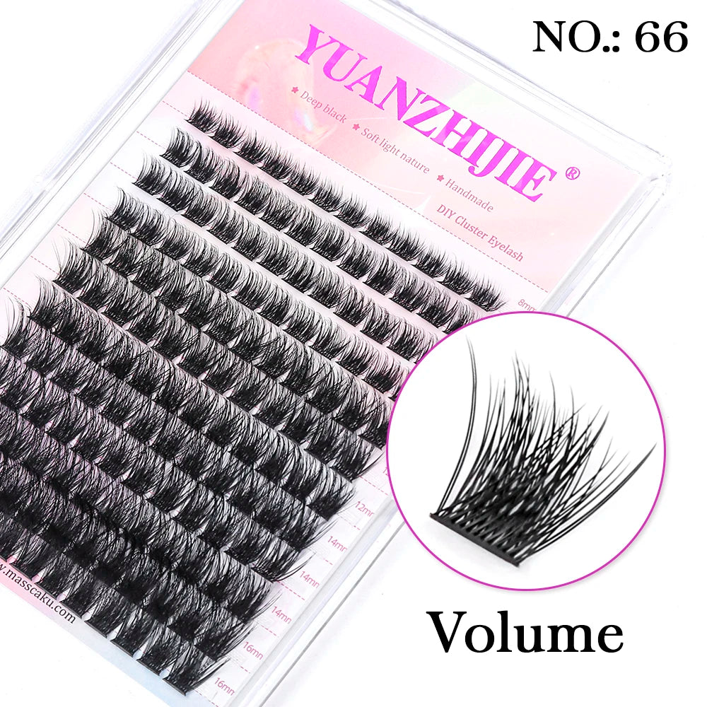DIY 144 Cluster Lashes YUANZHIJIE – Natural C/D Curl Segmented Mink Individual Eyelash Extensions Kit for Home Makeup & Professional Volume Look (Free Shipping)