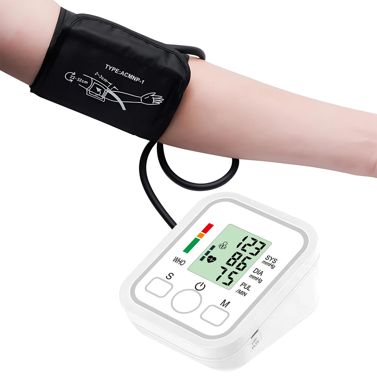 Automatic Upper Arm Blood Pressure Monitor – Digital BP Testing Kit with Pulse Rate Measurement for Home Health Monitoring
