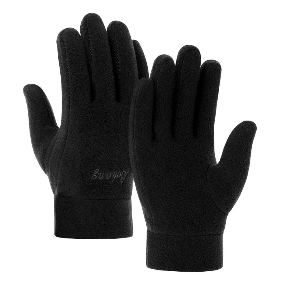 Winter Thermal Fleece Gloves - Thick Warm Windproof Full Finger Gloves for Men and Women Running Skiing Cycling Outdoor Activities