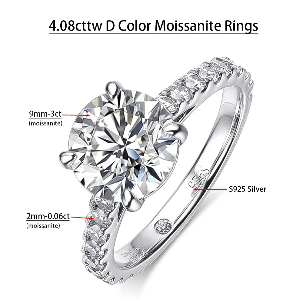 Serenity D Color VVS1 Moissanite Row Ring 1.4cttw — 100% S925 Sterling Silver Lab Diamond Ring for Women, 18K Plated Anniversary Gift
