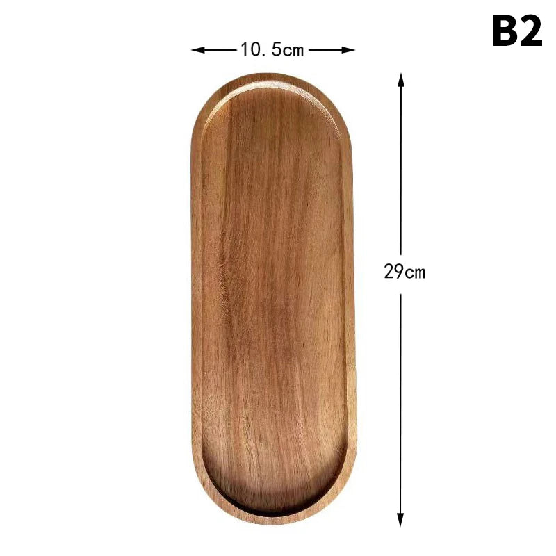 Solid Wood Round Dessert Plate β Japanese-Style Wooden Tray for Snacks, Dried Fruit & Tableware