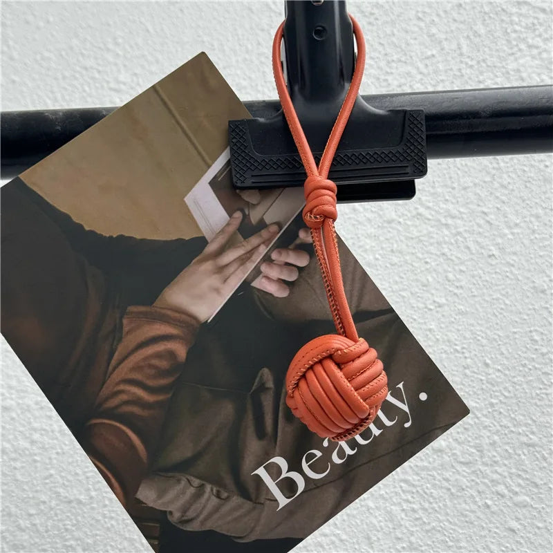 Luxury PU Leather Handmade Weave Ball Bag Pendant – Fashionable Handbag Charm Accessory, Creative Decorative Keychain Gift for Women
