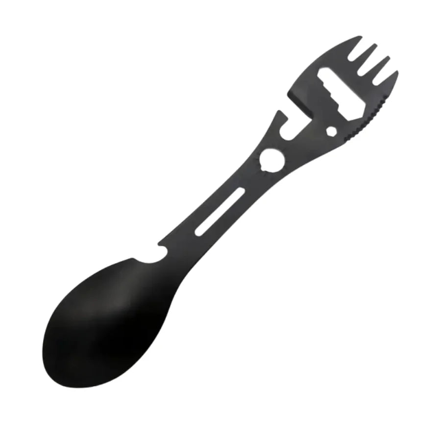 Outdoor Survival Fork Spoon Tool - Lightweight Camping Utensil with Bottle Opener Tactical Utility Gear
