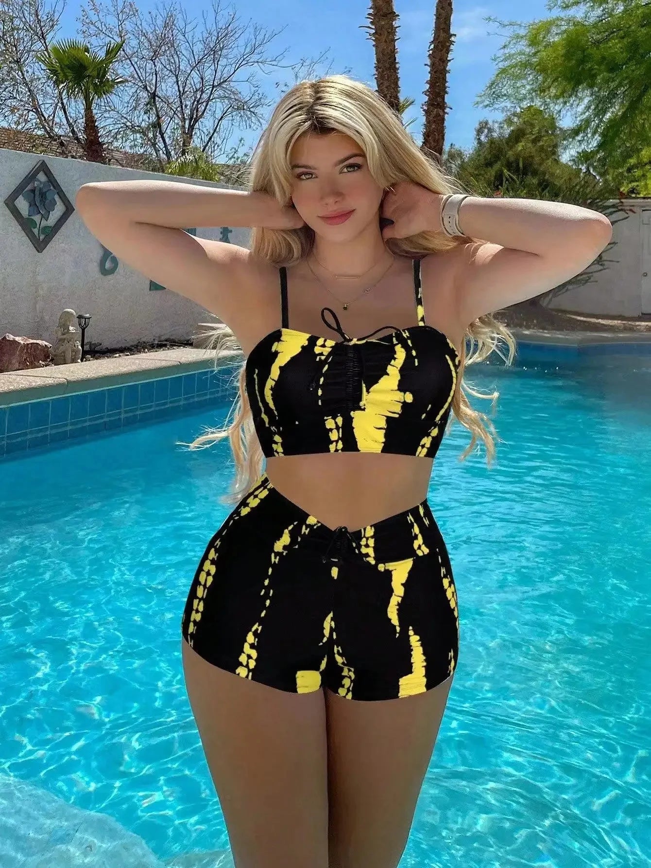 Women’s High Waist Bikini Set - Sexy Two Piece Swimsuit with Trendy Cross Strap Design Beach Swimwear